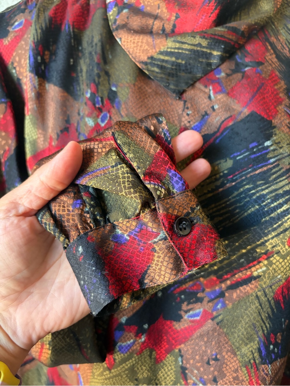 Vintage Eva Laurel New York Women’s 12 Long Sleeve Blouse Abstract 1980’s Cowl - Picture 3 of 9